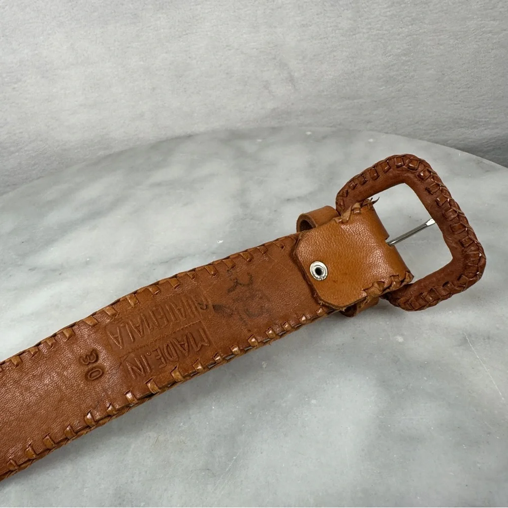 Brown Leather Belt Multicolor Woven Design‎ Guatemalan boho bohemian western
